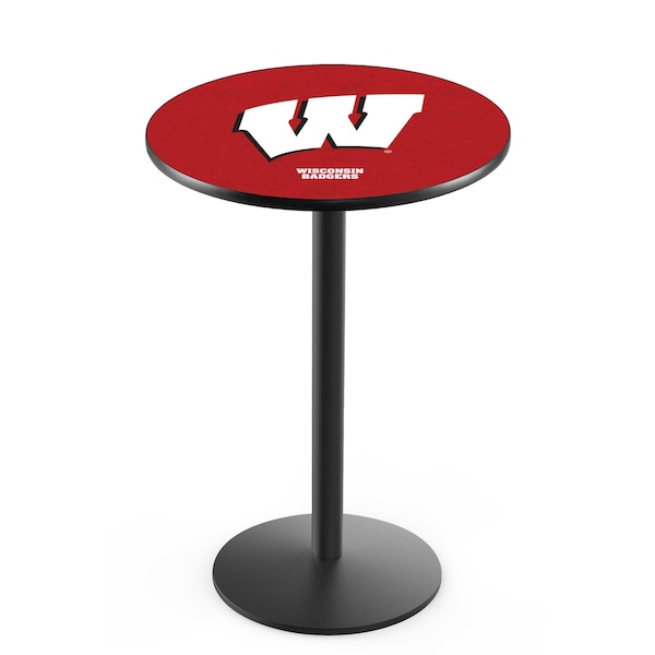 36" Blk Wrinkle Wisconsin "W" Pub Table